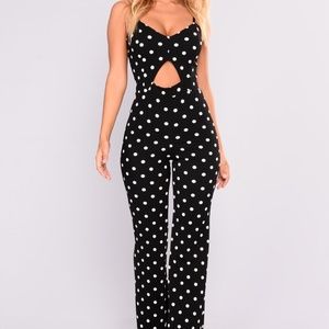 Polka Dot Jumpsuit - Black/White